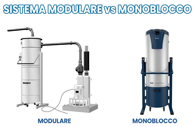 Sistema modulare vs centrale aspirante monoblocco aspirazione centralizzata industriale