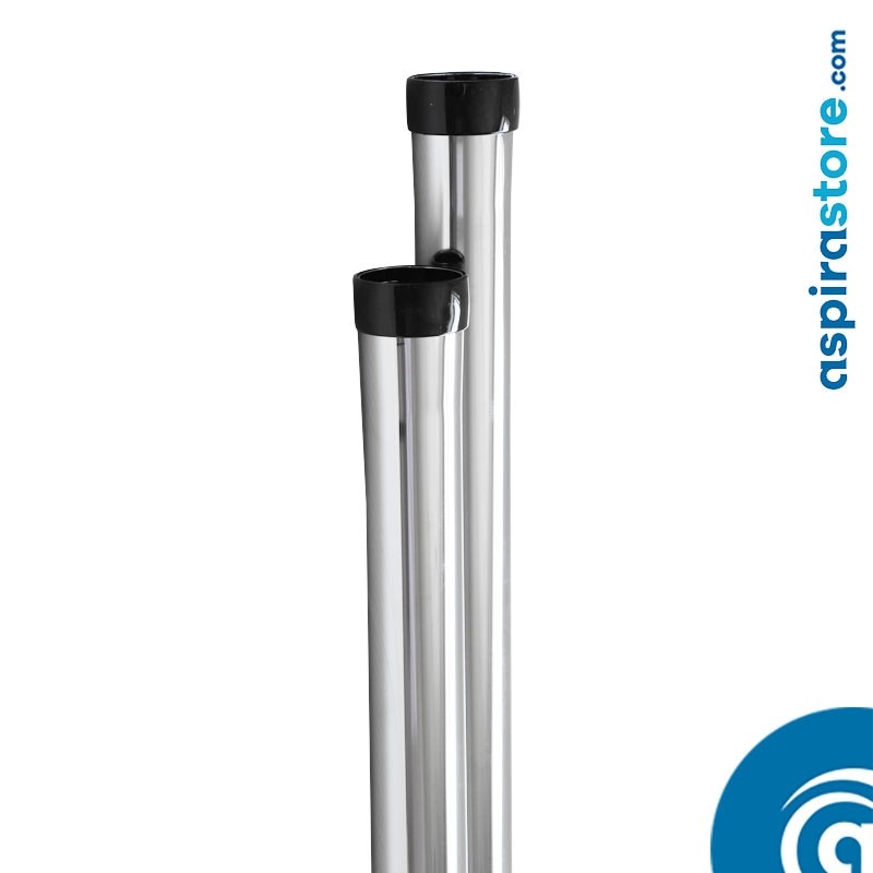 Asta Per Tende A Due Binari 19 Mm In Acciaio INOX - Cromo Opaco, Lunghezza Regolabile 120-600 Cm Con Terminali