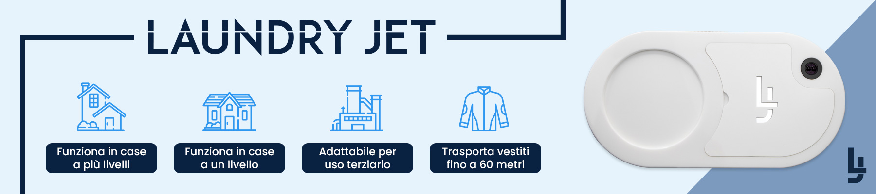 L'impianto Laundry Jet per trasporto tramite aspirazione aria di vestiti biancheria indumenti panni