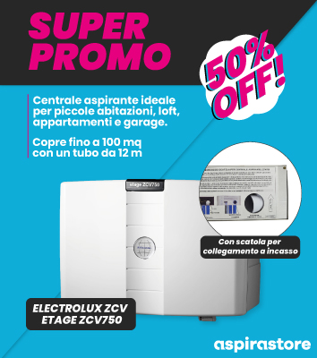 Acquista in promo la centrale aspirante compatta Electrolux zcv 750 con scatola per incasso a parete