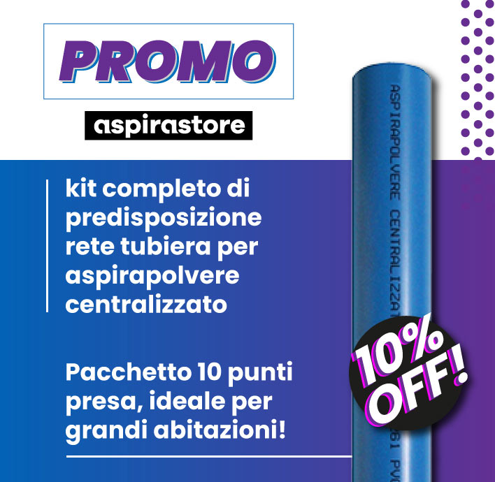 Kit materiale impiantostico predisposizione aspirapolvere centralizzato 10 bocchette