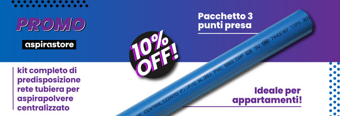 Pacchetto kit materiale di predisposizione impianto aspirapolvere 3 bocchette