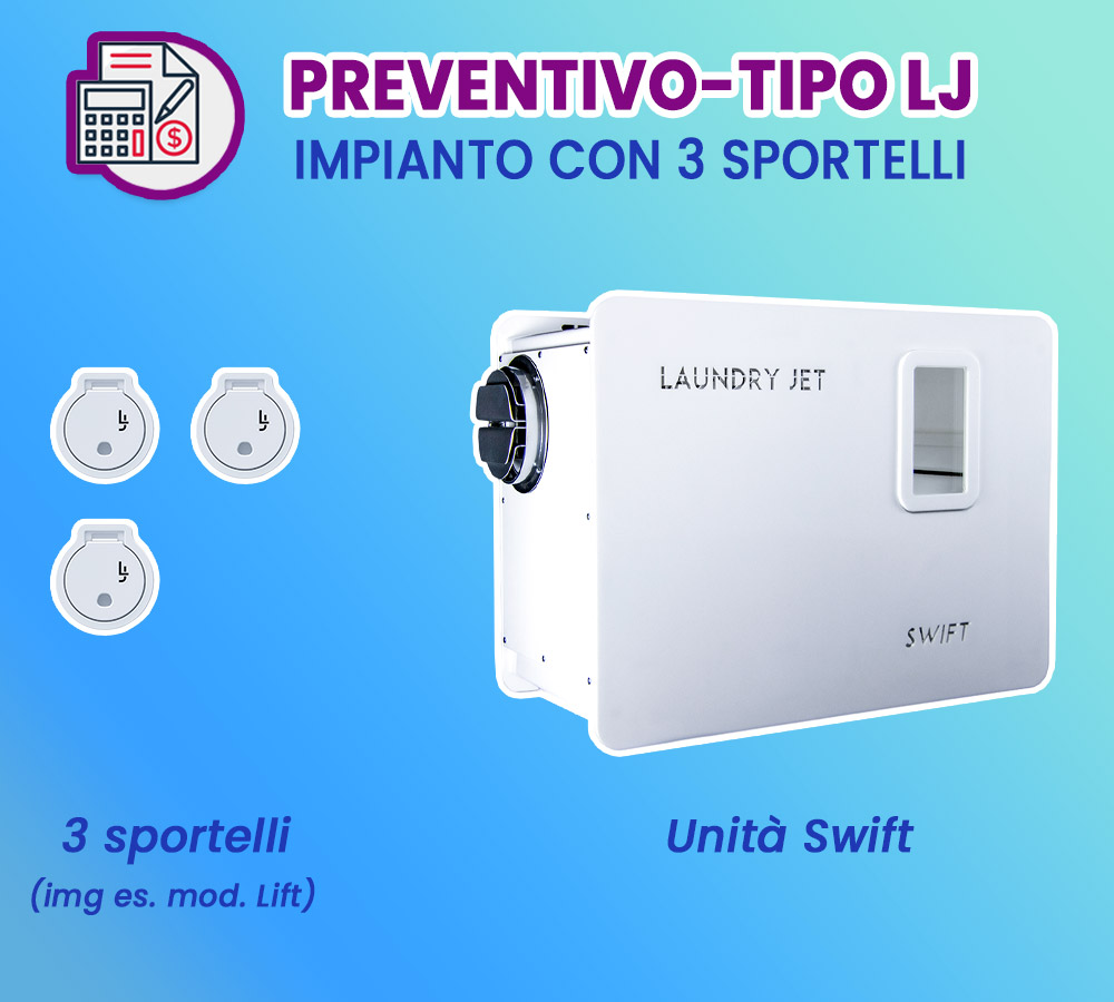 Preventivo-tipo by Aspiredil per impianto Laundry Jet trasporto abiti e biancheria 3 sportelli