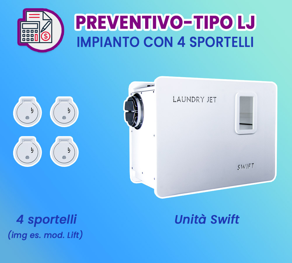 Preventivo-tipo by Aspiredil per impianto Laundry Jet trasporto abiti e biancheria 4 sportelli