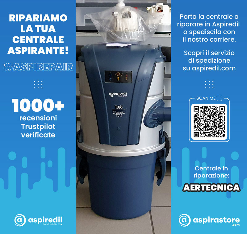 Assistenza riparazione aspirapolvere centralizzato Aertecnica Tubò Perfetto TC1 in Aspiredil