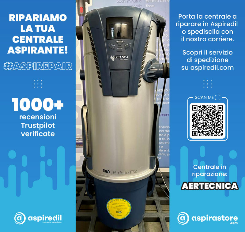 Assistenza riparazione aspirapolvere centralizzato Aertecnica Tubò Perfetto TP2 in Aspiredil