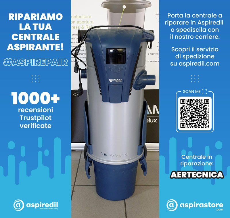 Assistenza riparazione aspirapolvere centralizzato Aertecnica Tubò Perfetto TP2 in Aspiredil