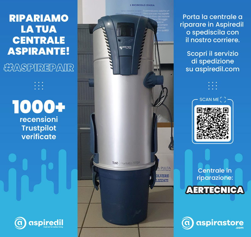 Assistenza riparazione aspirapolvere centralizzato Aertecnica Tubò Perfetto TP3A in Aspiredil