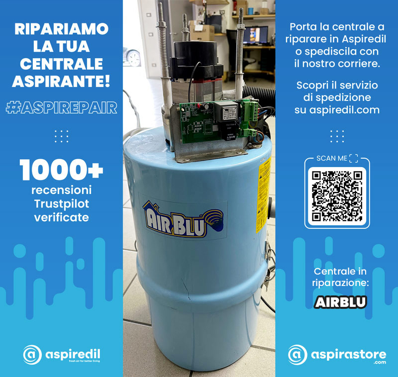 Assistenza riparazione aspirapolvere centralizzato Airblu PG 115 in Aspiredil