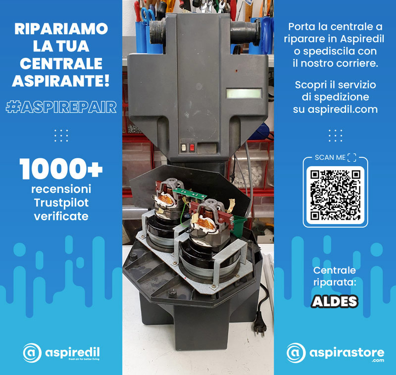 Assistenza riparazione aspirapolvere centralizzato Aldes Boosty bimotore in Aspiredil