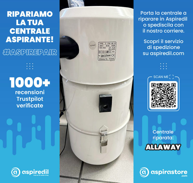 Assistenza riparazione aspirapolvere centralizzato Allaway C 1750 in Aspiredil