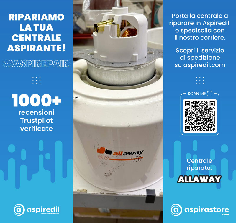 Assistenza riparazione aspirapolvere centralizzato Allaway CV 1750 in Aspiredil