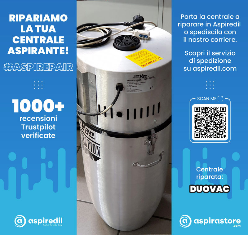 Assistenza riparazione aspirapolvere centralizzato Duovac 820 in Aspiredil