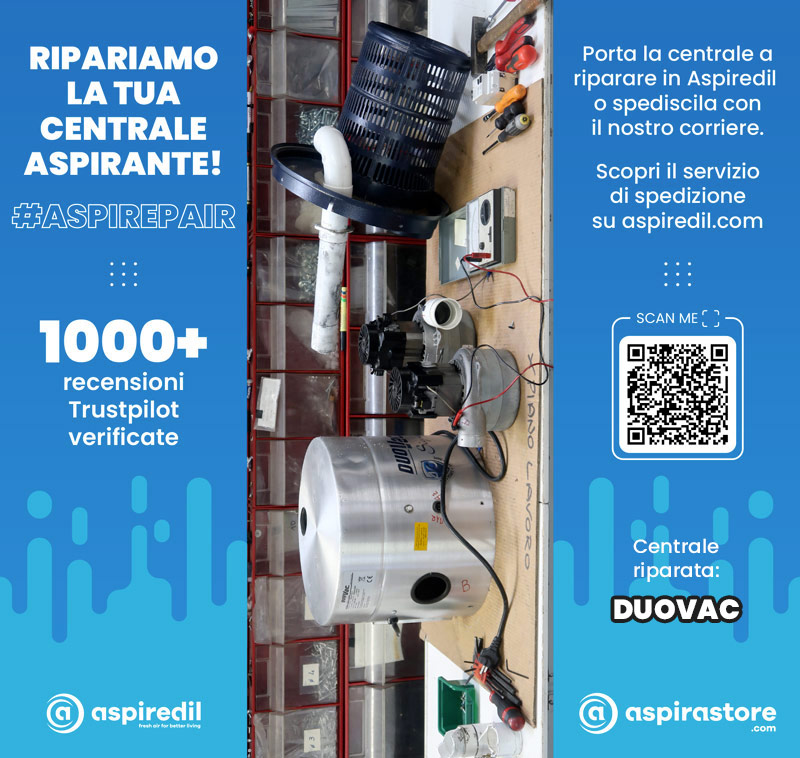 Assistenza riparazione aspirapolvere centralizzato Duovac 874E-I in Aspiredil