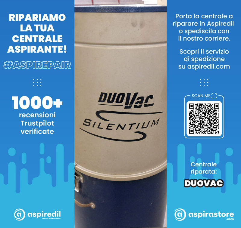 Assistenza riparazione aspirapolvere centralizzato Duovac Silentium in Aspiredil