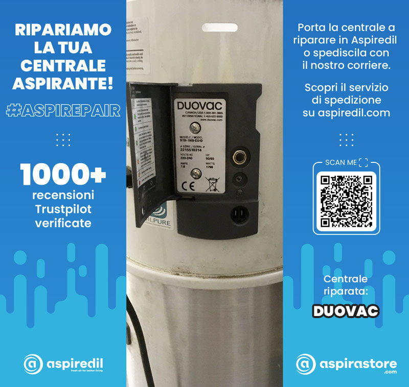Assistenza riparazione aspirapolvere centralizzato Duovac Str 190-I in Aspiredil
