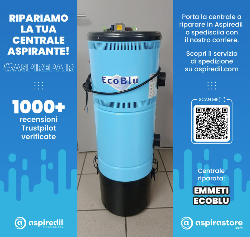 Assistenza riparazione aspirapolvere centralizzato Emmeti Eco Blu in Aspiredil