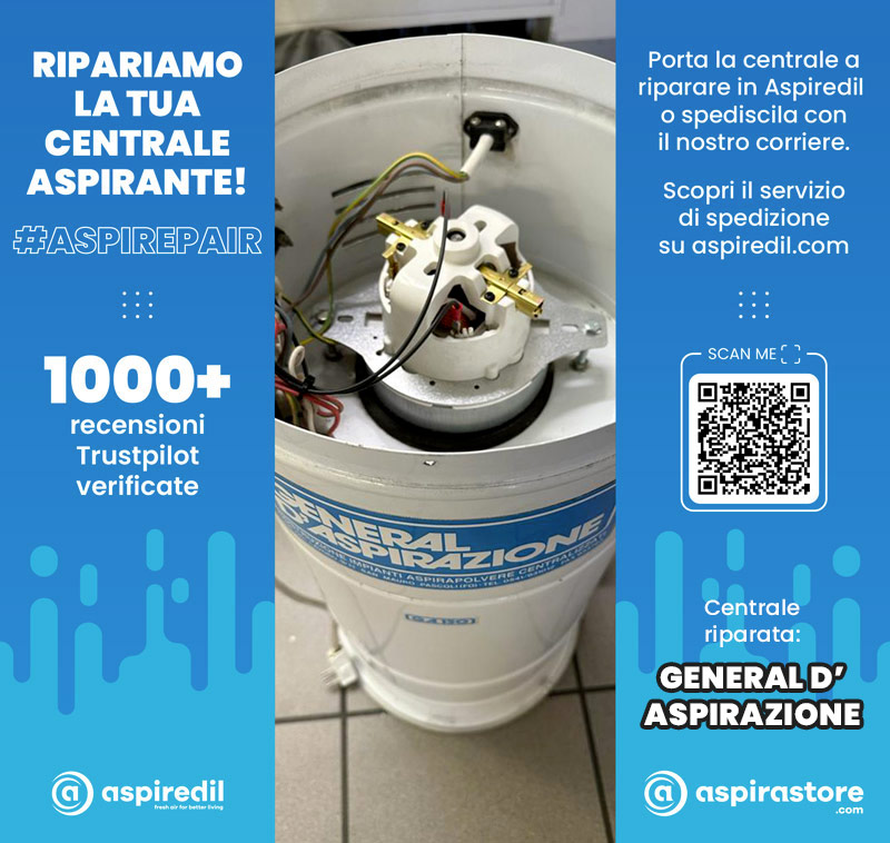 Assistenza riparazione aspirapolvere centralizzato General d'Aspirazione GA 150 in Aspiredil