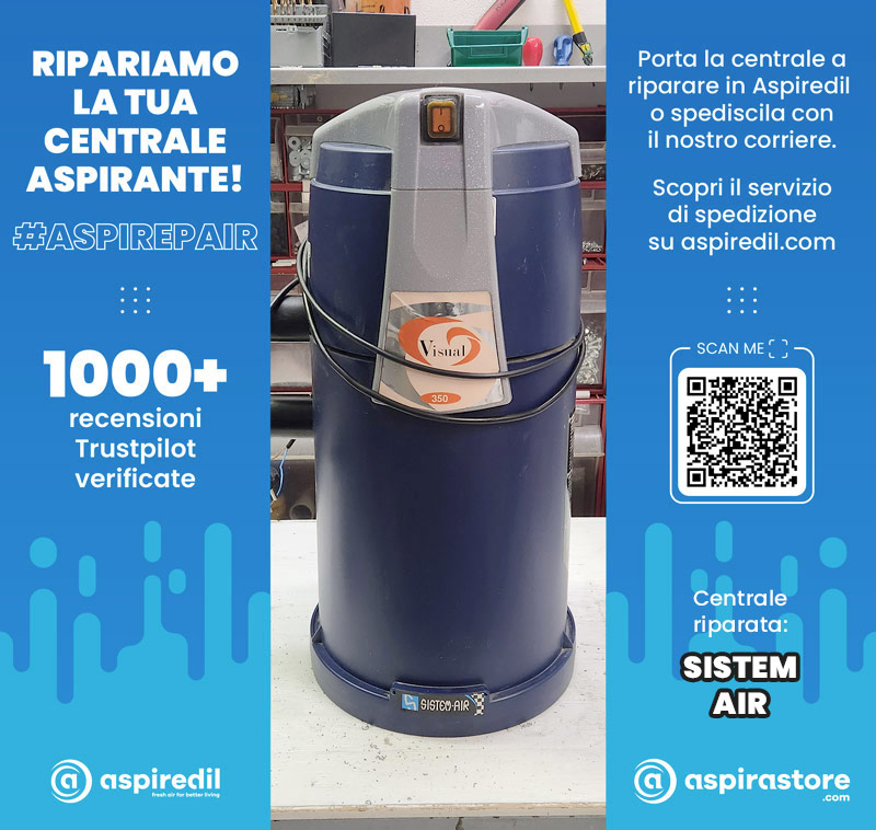 Assistenza riparazione aspirapolvere centralizzato Sistem Air Visual 350 in Aspiredil