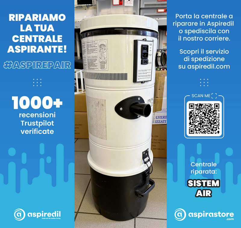 Assistenza riparazione aspirapolvere centralizzato Sistem Air vecchio modello in Aspiredil