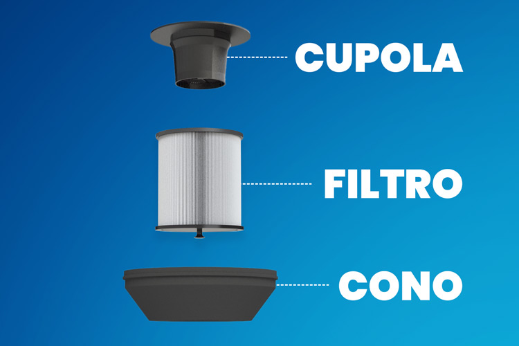 Filtro poliestere aspirapolvere centralizzato Globo con innesto a pressione Filtro poliestere aspirapolvere centralizzato Globo