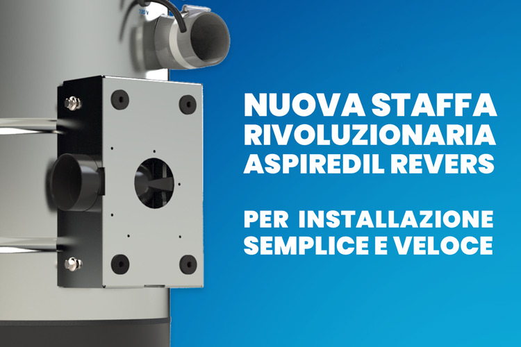 La staffa Revers della centrale aspirante Aspiredil Globo è comodissima e facilita di molto installazione e collegamento Dettaglio staffa Revers Aspiredil aspirapolvere centralizzato Globo