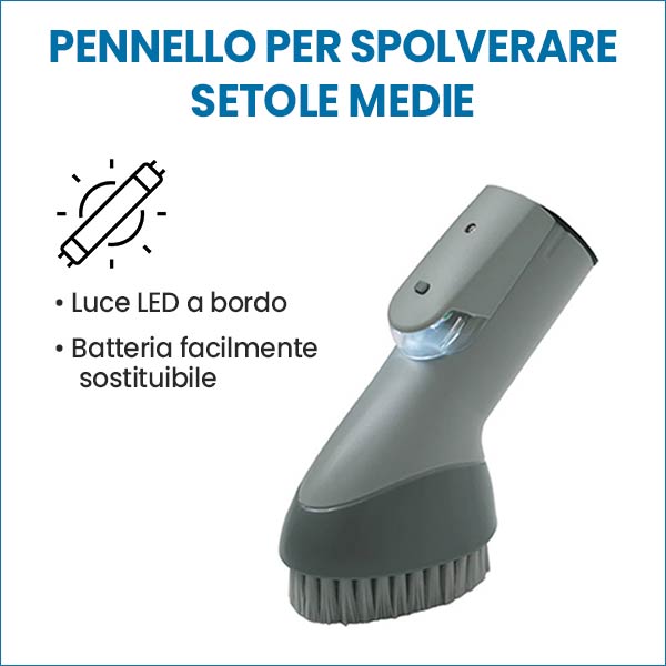 Pennello per spolverare per aspirazione centralizzata Electrolux Ø32 con luce led con setole medie