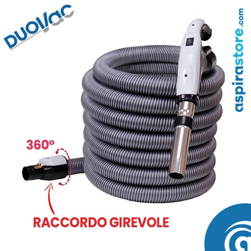Tubo flessibile con comando On-Off su manico per impianto aspirapolvere centralizzato Duovac