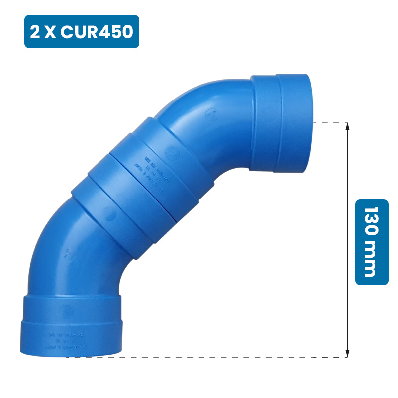 Coppia curve 45° FF distanza battuta-interasse 130 mm