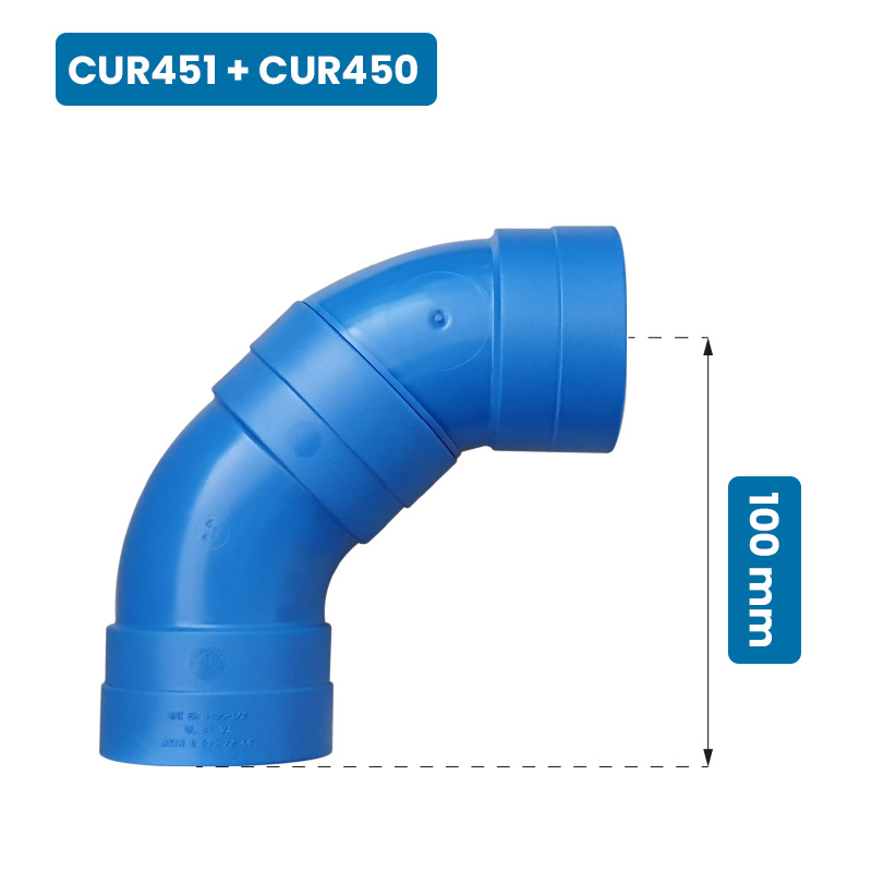 Coppia curve 45° MF distanza battuta-interasse 100 mm