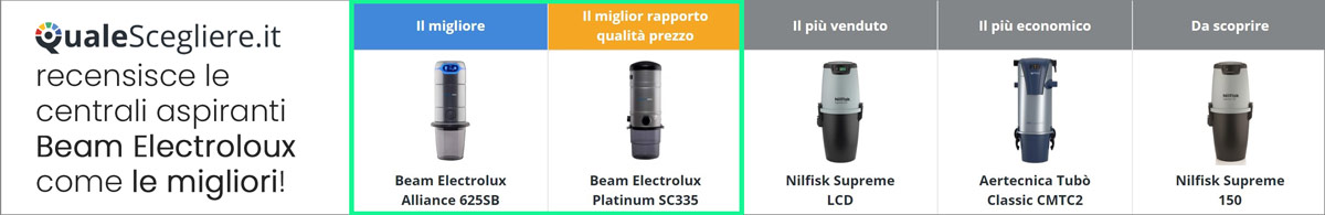 Beam Electrolux la miglior marca di aspirapolvere centralizzato anche secondo qualescegliere.it