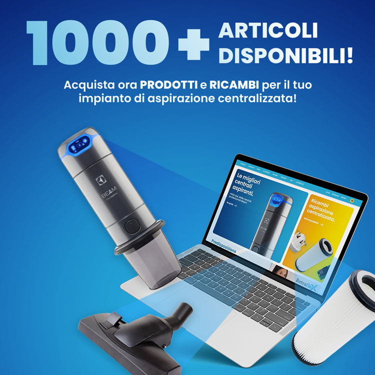 Più di 1000 prodotti di aspirazione centralizzata e VMC disponibili a magazzino per Aspirastore.com