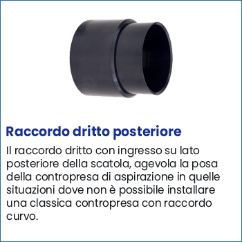 Contropresa aspirazione Aspirastore raccordo dritto ingresso posteriore