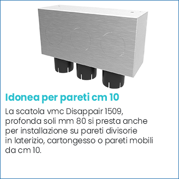 Scatola vmc Disappair 1509 si installa su pareti cm 10